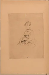 Mladá dívka s kočkou, asi 1888 (lept)