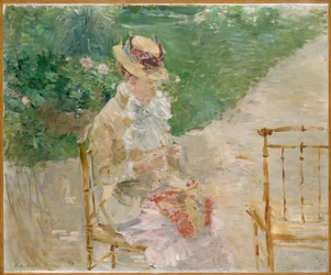 Young Woman Knitting, cca 1883 (olej na plátně)