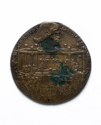 Medaile zobrazující Pazziho spiknutí. Lorenzo de 