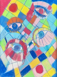 Pohledy 1, 2024 (pastel na kartě)