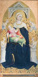 Madona s dítětem a čtyřmi anděly, asi 1433 (tempera a plátkové zlato na desce)