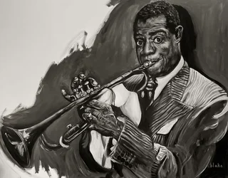Louis Armstrong, n. 2021 (akryyli kankaalle)