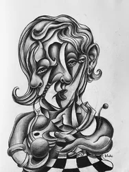 Picasso Reflecting, cca 2021 (uhlí na papíře)