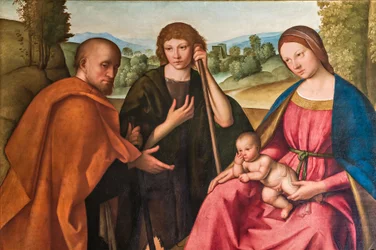 Klanění pastýřů Madona s Jezulátkem a dvěma pastýři, detail 2384594