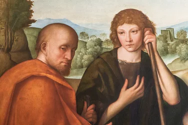 Klanění pastýřů Madona s Jezulátkem a dvěma pastýři, detail 2384594