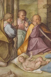 Centrální loď, čtvrté severní pole, Klanění pastýřů, Boccaccio Boccaccino 1516-17, Detail