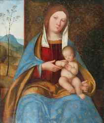 Madonna a dítě (olej na panelu)