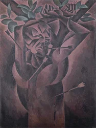 St Sebastian, by Bohumil Kubista (1884-1918), oil on canvas, 98x75 cm
