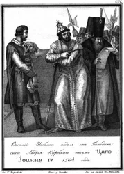 Ivan Hrozný dostává dopis od Andreje Kurbského. 1564 z Illustrated Karamzin, 1836
