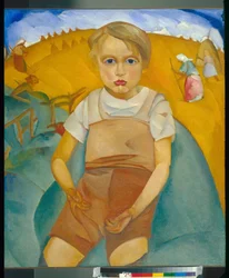 Socialita (portrét syna) - Obraz Borise Dmitrijeviče Grigorjeva (1886-1939), olej na plátně (92x80 cm)