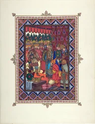 Ilustrace k pohádce Marya Morevna (Maria des mers) par Zvorykin, Boris Vasilievich (1872-po 1935), c. 1925 - Barevná litografie, 27,3x20,5 - Soukromá sbírka