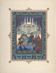 Ilustrace k Pohádce Ivana Careviče, Pták Ohnivák a Šedý vlk, c. 1925