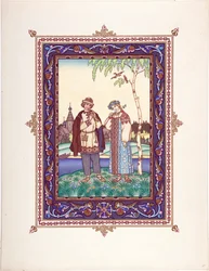 Snegourotchka ( ou Snegourka, la Fille de neige) - Ilustrace k pohádce Snegurochka par Zvorykin, Boris Vasilievich (1872-po 1935), c. 1925 - Barevná litografie, 27,3x20,5 - Soukromá sbírka