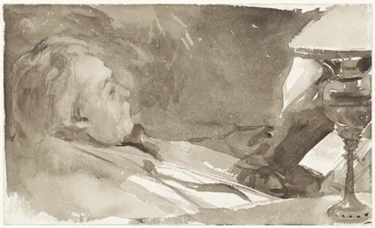 Portrét Alphons Marie Antoine Joseph Grandmont, čtení u lampy
