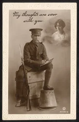 Spojené království: Sentimentální pohlednice vydaná společností Cairo Postcard Trust, Káhira, Egypt, během 1. světové války.