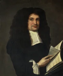 Portrét muže s knihou hudby, cca 1700 (olej na plátně)