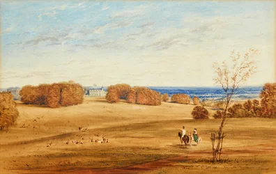 Prospect of Horsley Towers, Surrey (pero, inkoust a akvarel)
