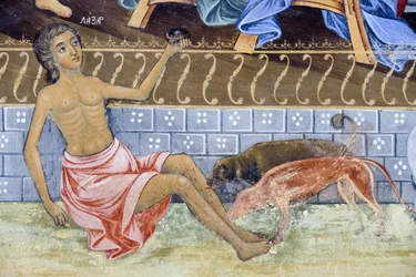 Bulharsko, pohoří Rila, Rilský klášter, detail fresky v kostele Narození Panny Marie zblízka
