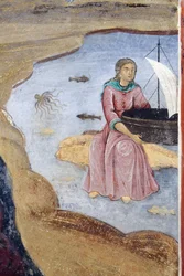 Bulharsko, pohoří Rila, Rilský klášter, detail fresky v kostele Narození Panny Marie zblízka