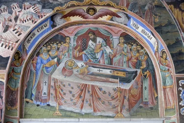 Bulharsko, pohoří Rila, Rilský klášter, detail fresky v kostele Narození Panny Marie