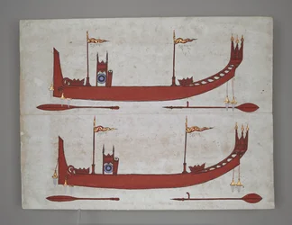 Nebo 14005 Royal Barges and Boats (inkoust, barva a zlato na papíře)