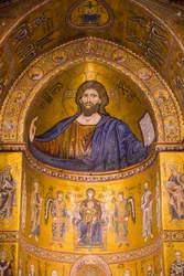 Obrázek Ježíše, katedrála Santa Maria Nuova, Monreale, Sicílie, Itálie, Evropa
