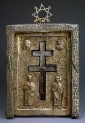 Relikviář kříže ze zlaceného stříbra staurothek, byzantský, 12. století
