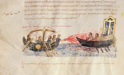 Řecký oheň, Fol. 34V z Madrid Skylitzes