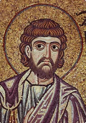 Prorok Zachariáš (6. století př. Kr.). Dílo byzantského mistra, mozaika, detail výzdoby baziliky svatého Marka v Benátkách (Itálie)