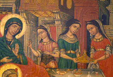 Madonna a ženy nesoucí jídlo, Arkadi, Kréta, Řecko (foto)