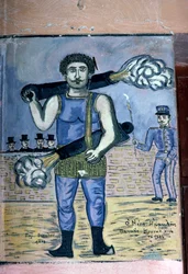 Panais Koutalianos (1847-1916), silák se zbraněmi, obraz inspirovaný řeckou lidovou kulturou, Theophilos Hatzimihail (1870-1934), Řecko (foto)