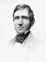 Portrét Charlese Goodyeara (1800-1860), amerického chemika samouka a vynálezce, který vyvinul vulkanizovanou pryž, rytina