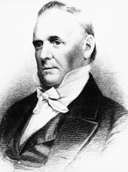 Portrét Jamese Buchanana (1791-1868), amerického právníka, diplomata a politika, který sloužil jako 15. prezident Spojených států v letech 1857 až 1861, rytina