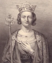 Portrét francouzského krále Filipa V., vysoký (1293-1322), rytina, 9x7 cm, z Galerie Historique de Versailles, Histoire de France, Charles Gavard Publisher, Paříž, kolem 1840