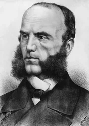 Portrét Wilhelma von Tegetthoffa (1827-1871), rakouského admirála, velel námořním silám během druhé Šlesvickové války v roce 1864 a rakousko-pruské války v roce 1866, rytina podle kresby Watta