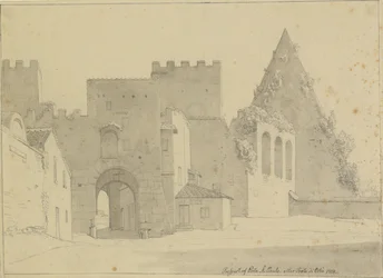 Vyhlídka Porta S. Paolo a Piramide di Caio Cestio při pohledu z městské strany, Řím.