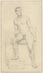 Sedící nahý mužský model