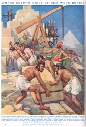 Kde byli pohřbeni starodávní egyptští králové, ilustrace z „Newnes“ Obrazové knihy poznání“ (barevné lito)
