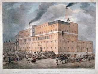 Westminster Ale a Porter Brewery na Horseferry Road, Londýn, c1840.