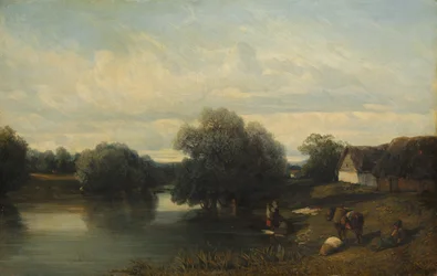 Chata u řeky s pračkami, 1835.