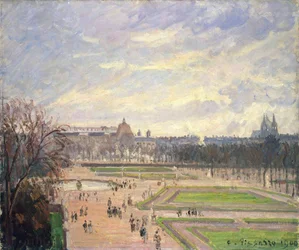 Tuilerijská zahrada. Obraz Camille Pissaro (1830-1903), olej na plátně