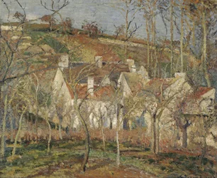 Červené střechy, roh vesnice, zima, 1877