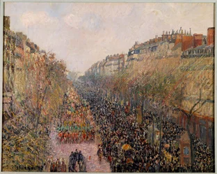 Den Mardi Gras na Boulevard Montmartre v Paříži v roce 1897 Obraz Camille Pissarro (1830-1903) 1897 Los Angeles. Muzeum kladiva