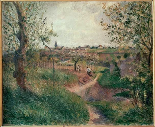 Le Chemin des Mathurins procházející poli, Pontoise (olej na plátně)