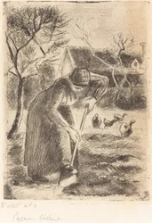 Selská žena kopající rolník pracující, 1890.
