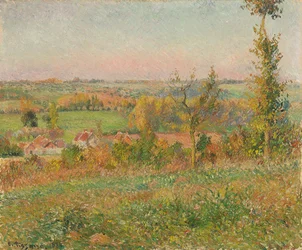 Hills of Thierceville při pohledu z Country Lane, okolí Eragny; Svahy Thierceville při pohledu ze sklepa, kolem Eragny, 1884