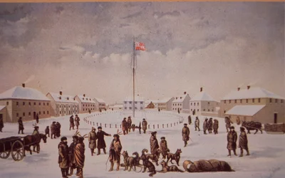 Rielova vzpoura v Kanadě, pevnost Garry dobytá Rielem v roce 1869, konec 19. století (olej na plátně)