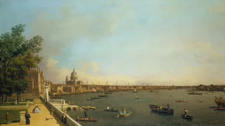 Londýn. Temže od Somerset House Terrace směrem k městu, cca 1751