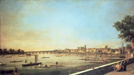 Londýn, Temže ve Westminsteru a Whitehall z Terrace of Somerset House, kolem 1750-51