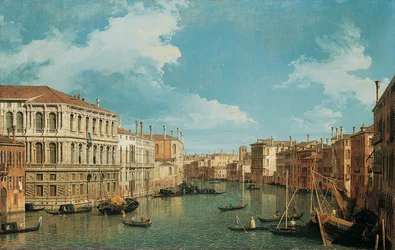 Canal Grande, Benátky, pohled na severozápad, s Palazzo Pesaro, Palazzo Foscarini a Pinnacle of S. Stae vlevo a Palazzo Vendramin-Calergi a S. Marcuola vpravo